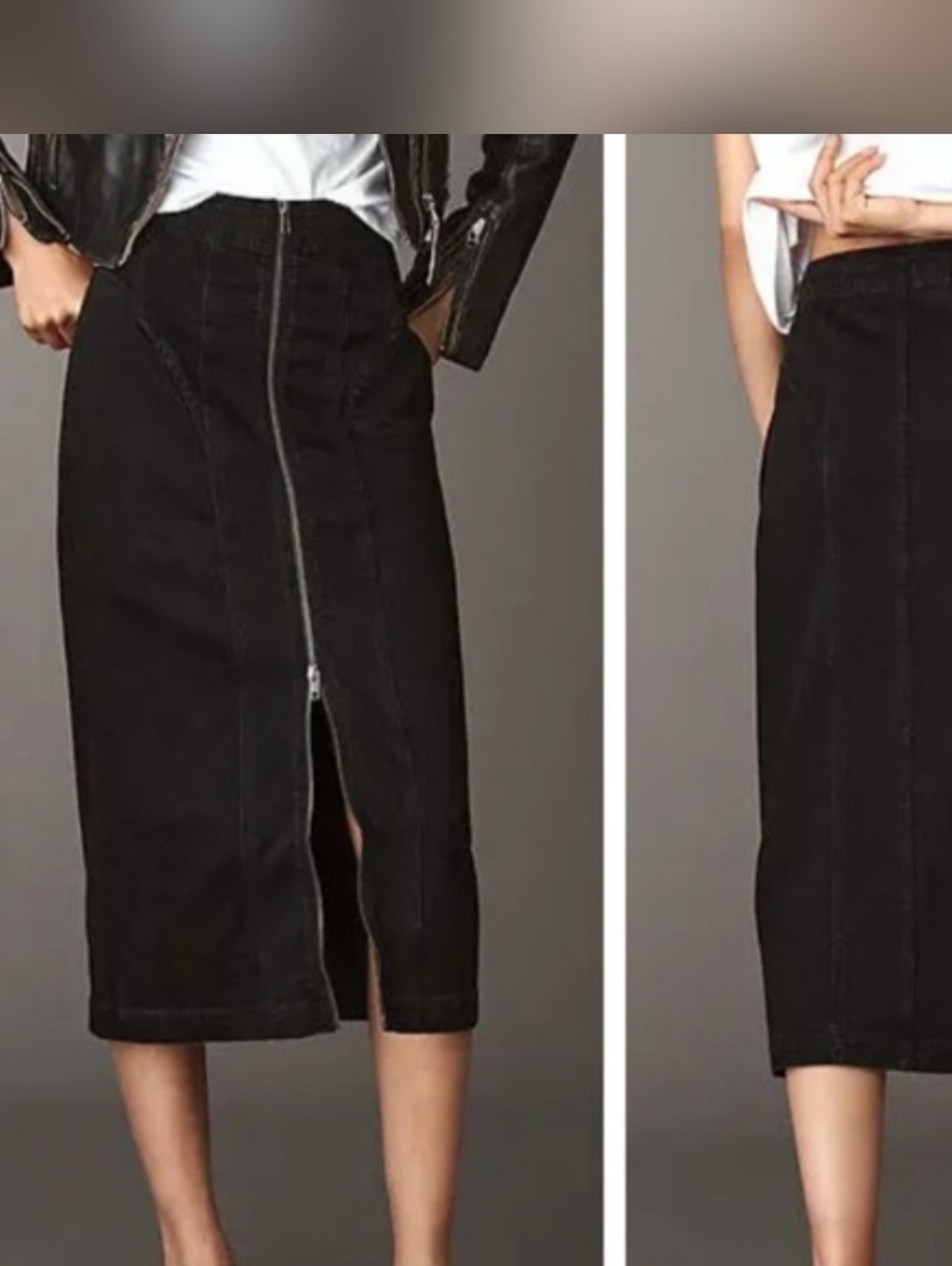 Anthropologie Black Pencil Skirt with Front Zip